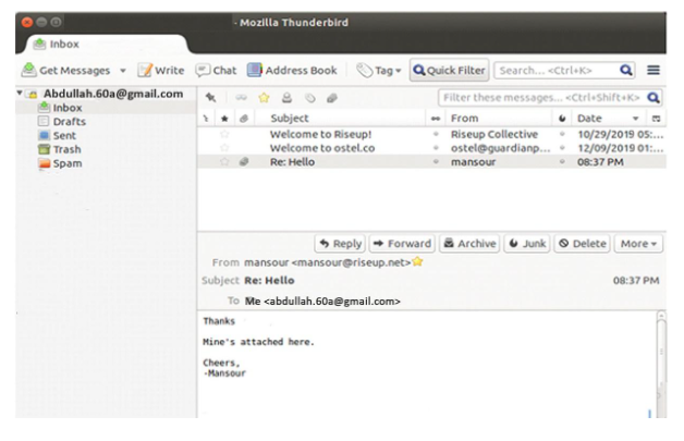 Context menu of the public key attached