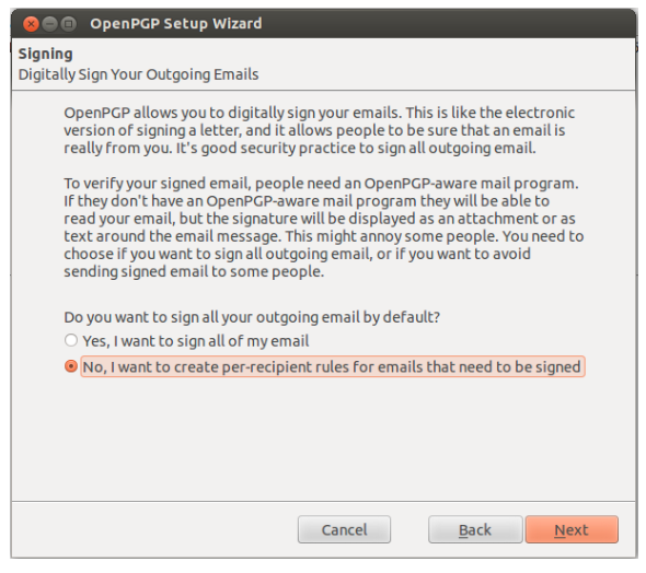 How to set default signining non emails