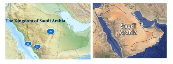 Map of the three selected regions for the teachers and the public in the KSA