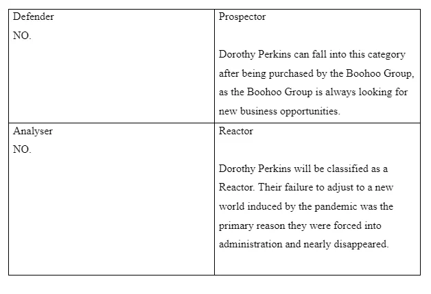 Typology of Culture applied to Dorothy Perkins