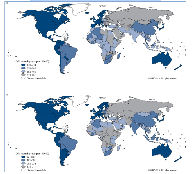 Global distribution of CVD incidents and related conditions