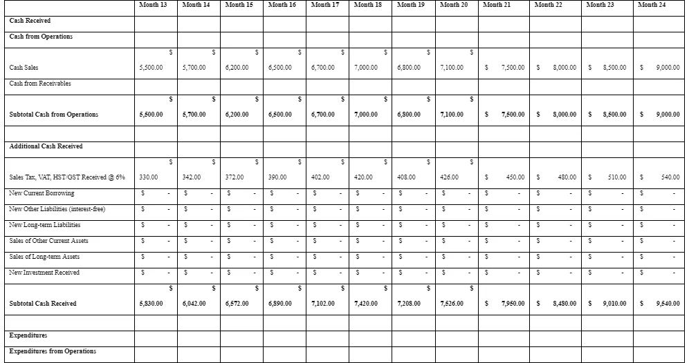 Projected Cash Flow