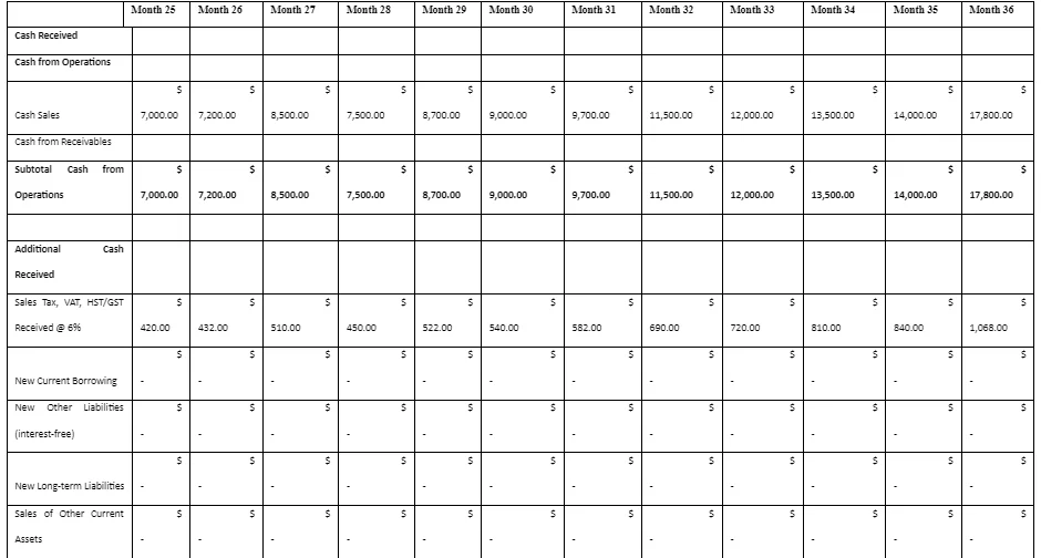 Projected Cash Flow
