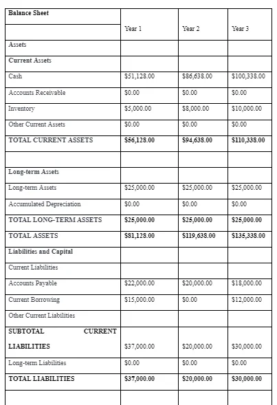 Project Balance Sheet