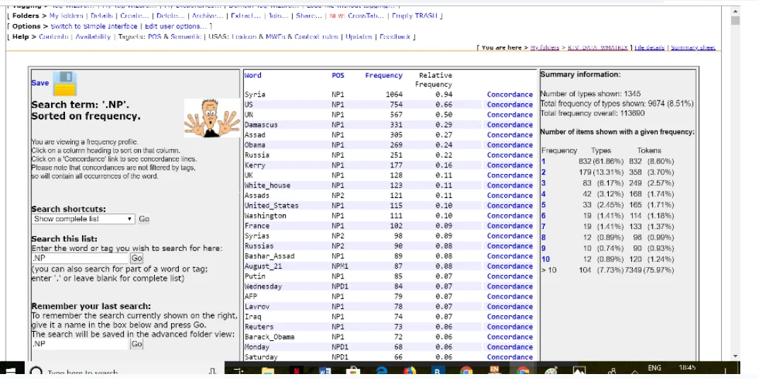 The picture shows the word list of proper nouns in RT