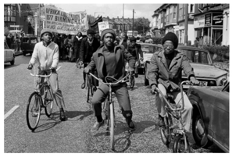 Out-riders head the African Liberation Day rally, 1977