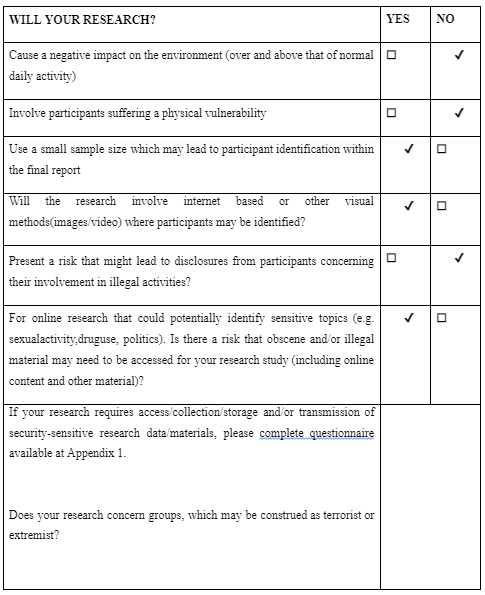 Ethics form