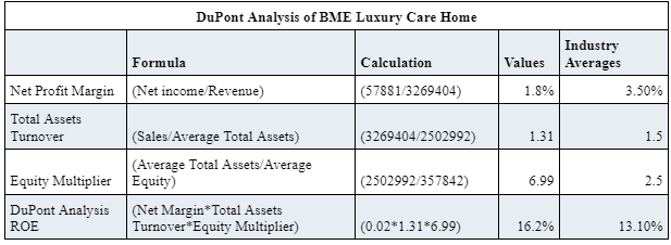 DuPont Analysis of BME Luxury Care Home
