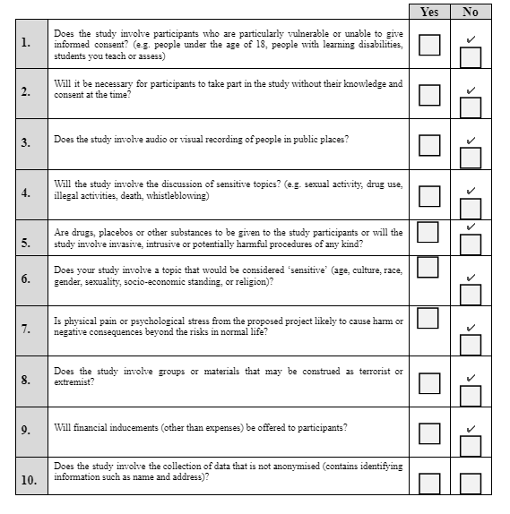 Ethical Review Form