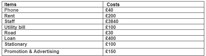 Fixed monthly Costs