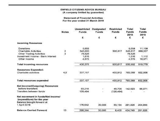 Financial Statement of the year 2019