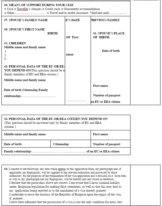 Application for Bulgarian Visa