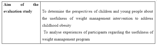 Aim of the evaluation study