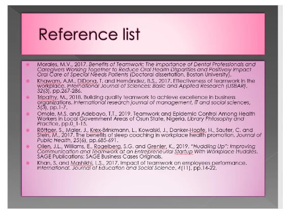 eference list